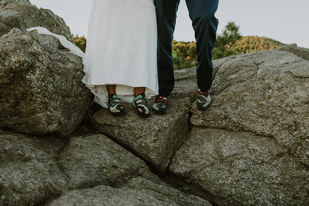 Rock climber wedding boulder colorado