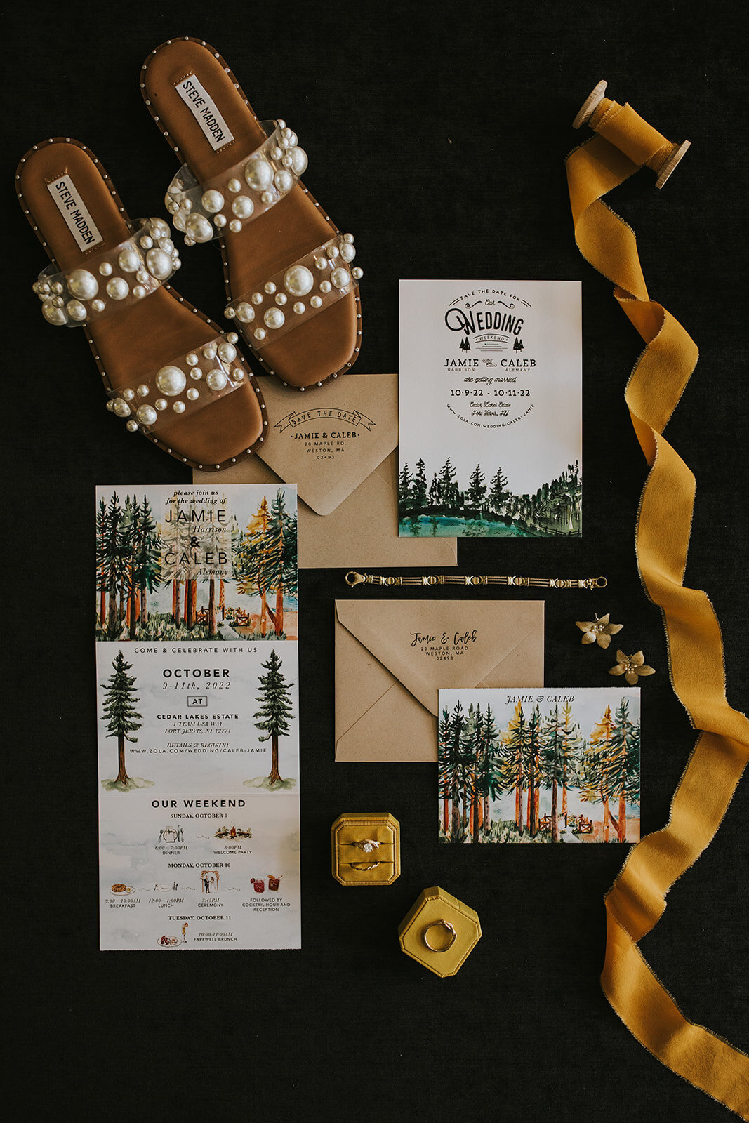 flatlay-invitations-cedar-lake-rustic-wedding