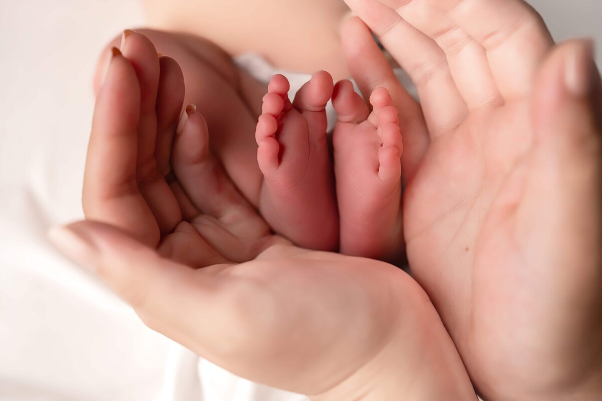 Newborn close up hands and feet