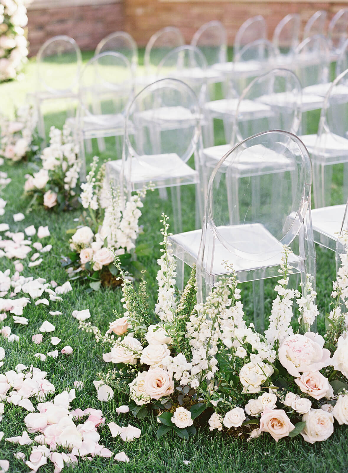 Custom wedding guest seating floral details