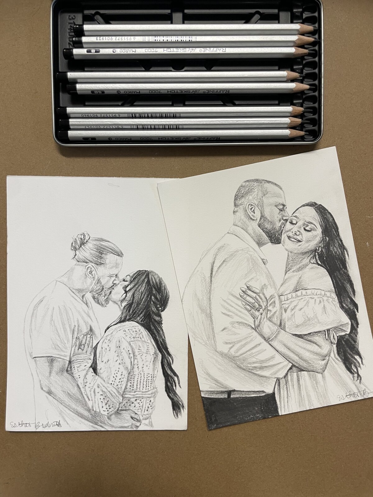 Pencil Drawing - Couple's Portraits 