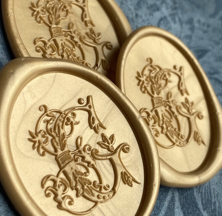 Wax seals with custom letter calligraphy