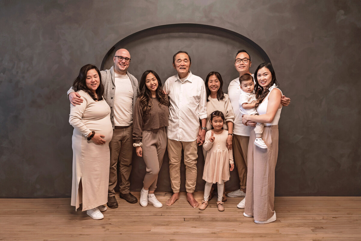 Extended family session in a studio
