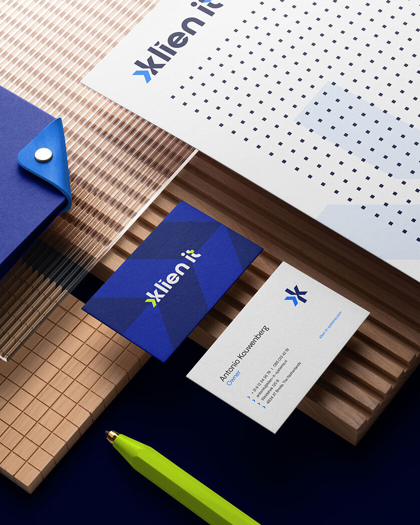 Briefpapier en visitekaartjes voor Klien IT – Professionele huisstijl