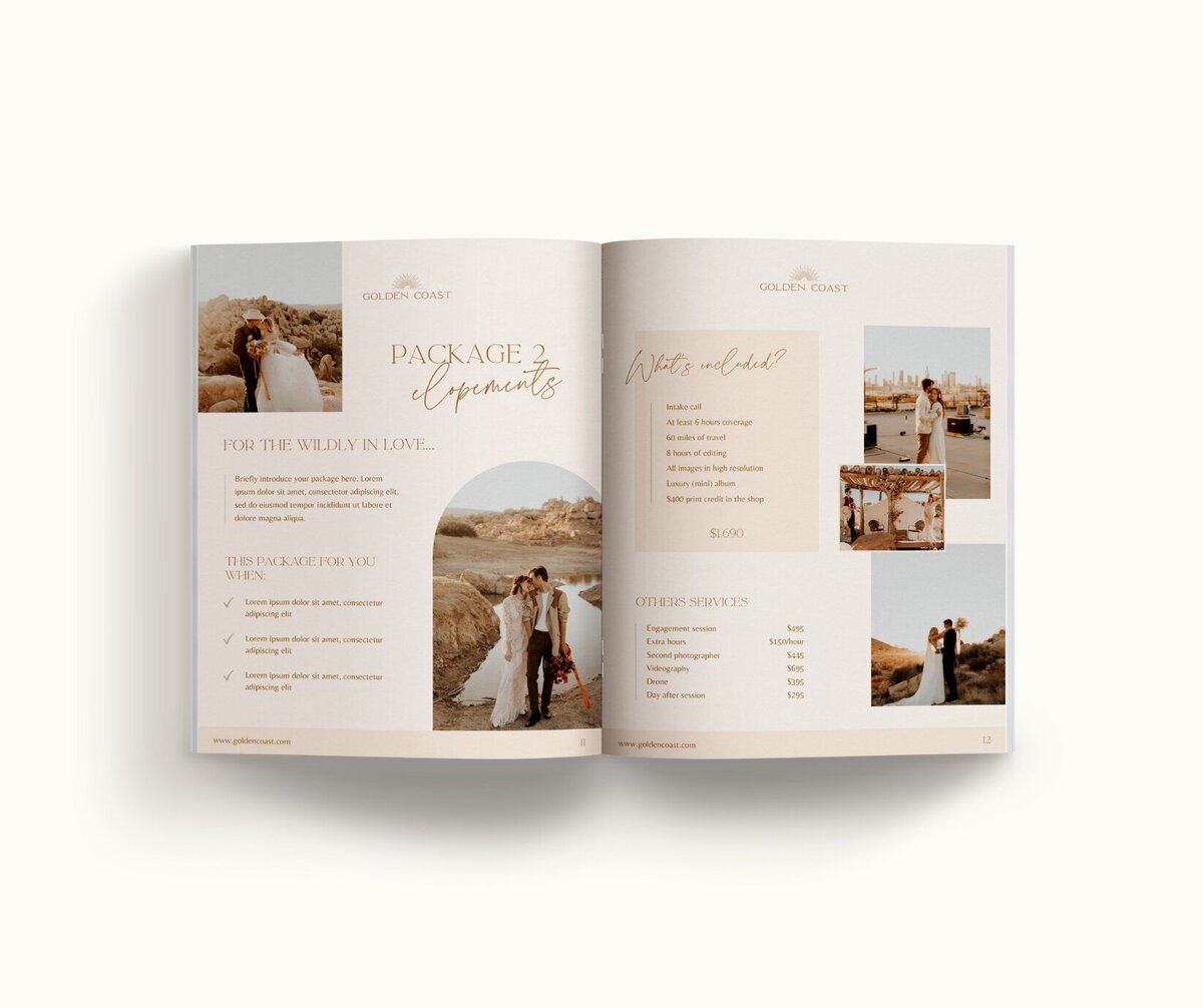 Boho pricing guide template for photographers Golden Coast 8