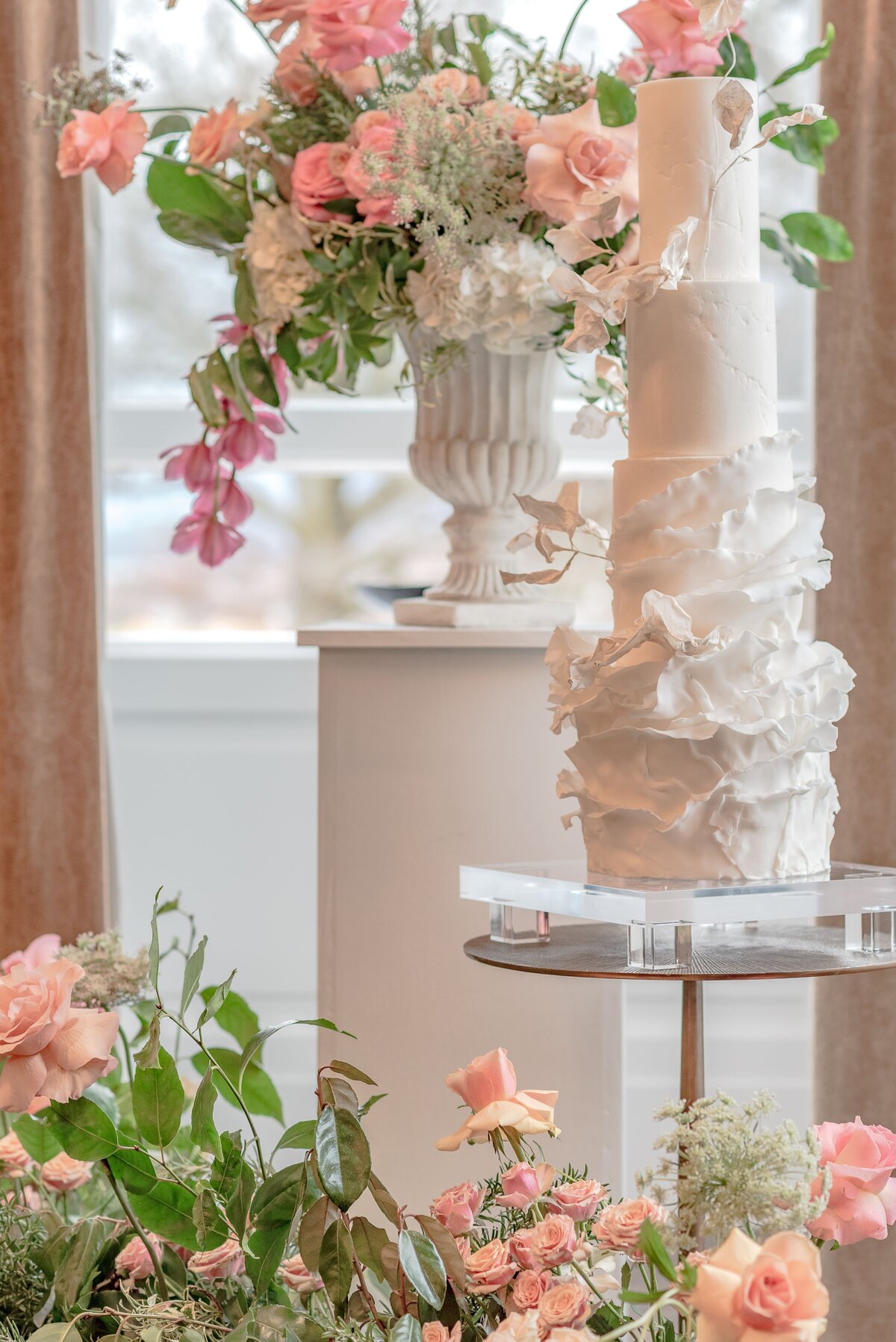 Wedding cake with grand floral display