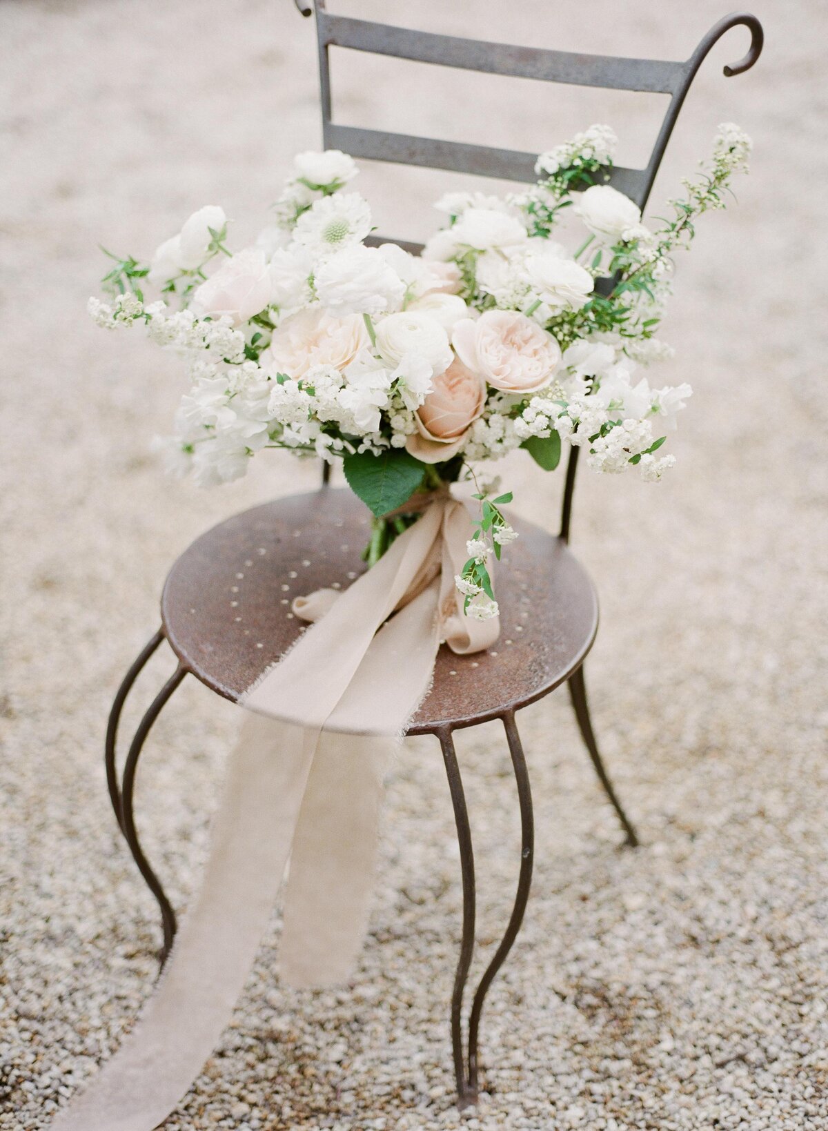 green white + pink wedding bouquet