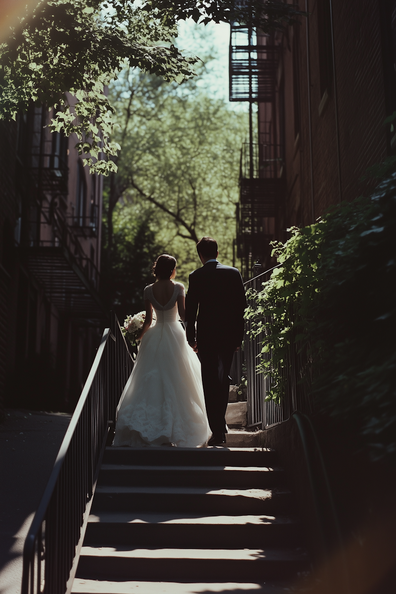Couple Walking Up Stairs