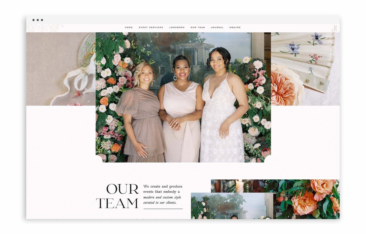Best Custom Brand and Showit Web Website Design Designs Designer Designers for Creative Entrepreneurs and Wedding Planners - With Grace and Gold - Jayne Heir Weddings and Events