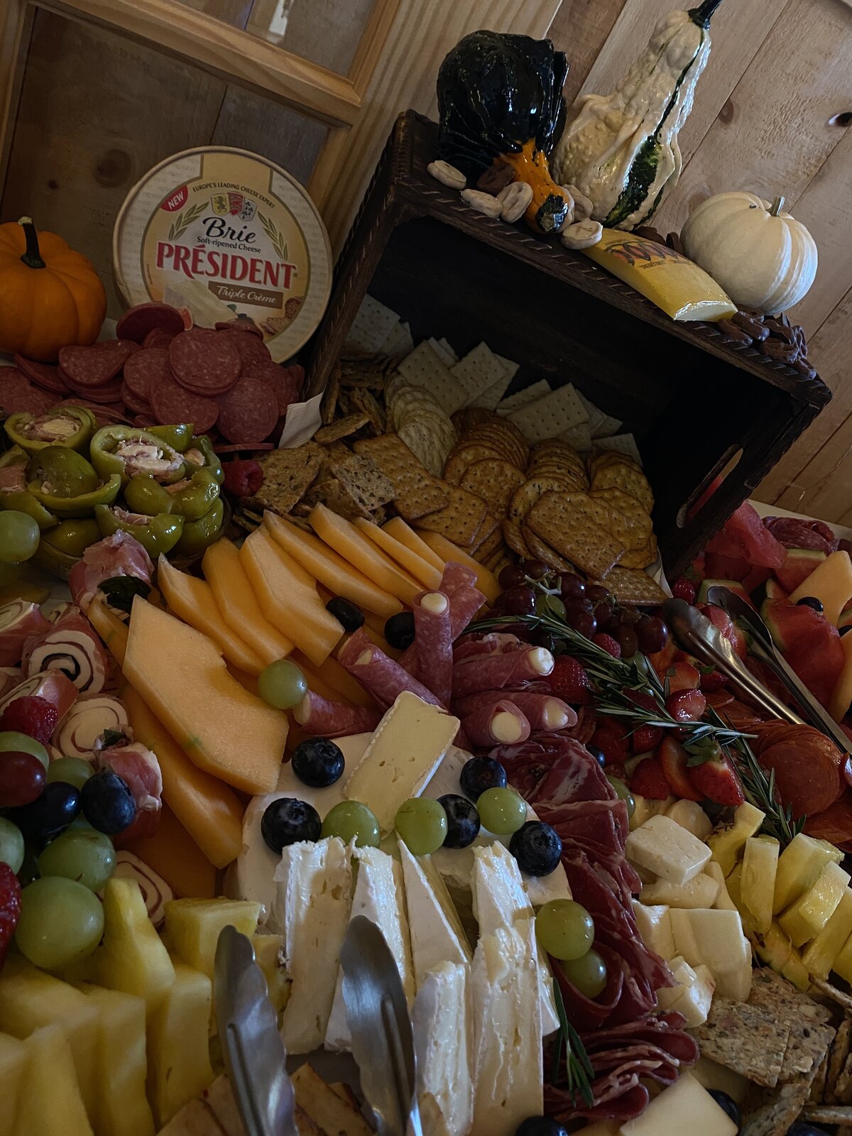 large charcuterie grazing table