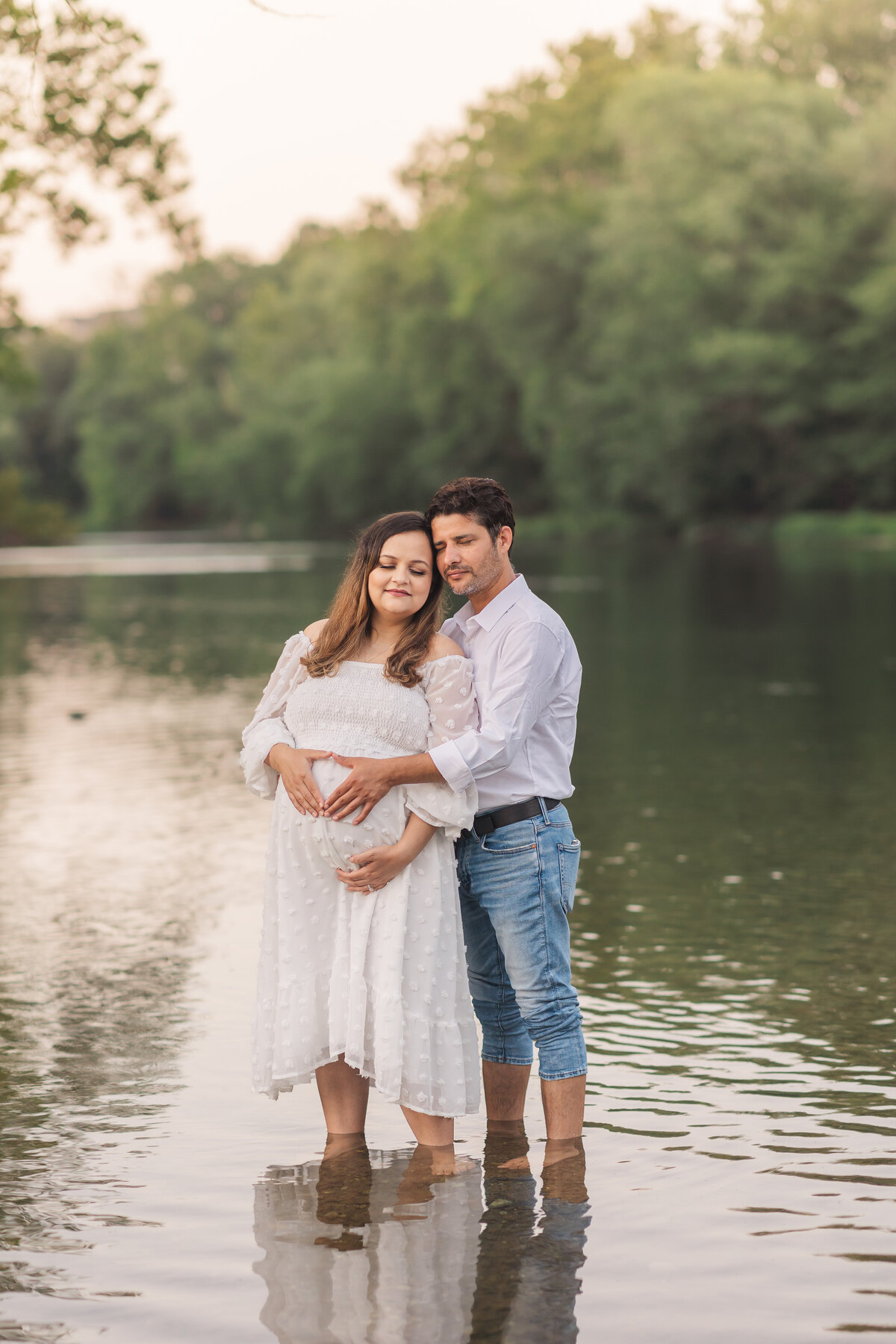 Couple in the water at park in Mechanicsburg  PA for Maternity Session,  Mechanicsburg  photographer