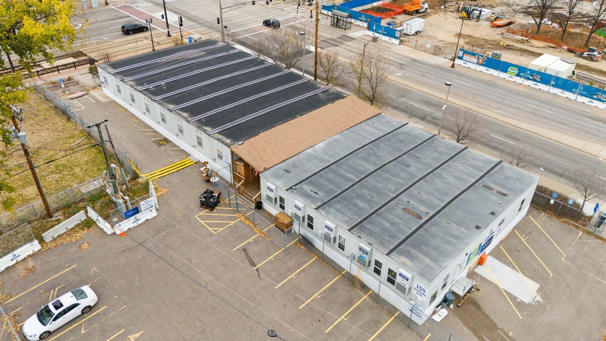 Temporary trailers at a St. Paul, MN construction site