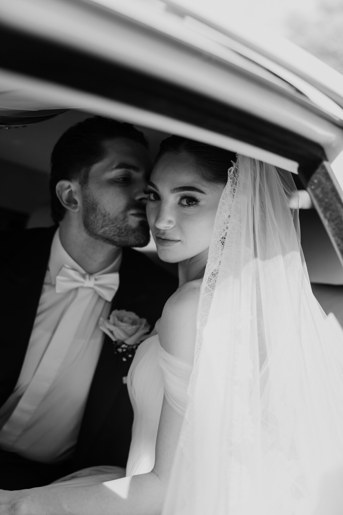 Black and white couple shot by KC photographer Abbey Regnier.