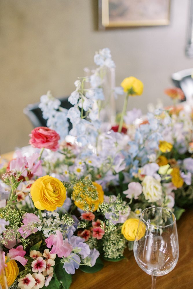 detail shot of table setting and florals