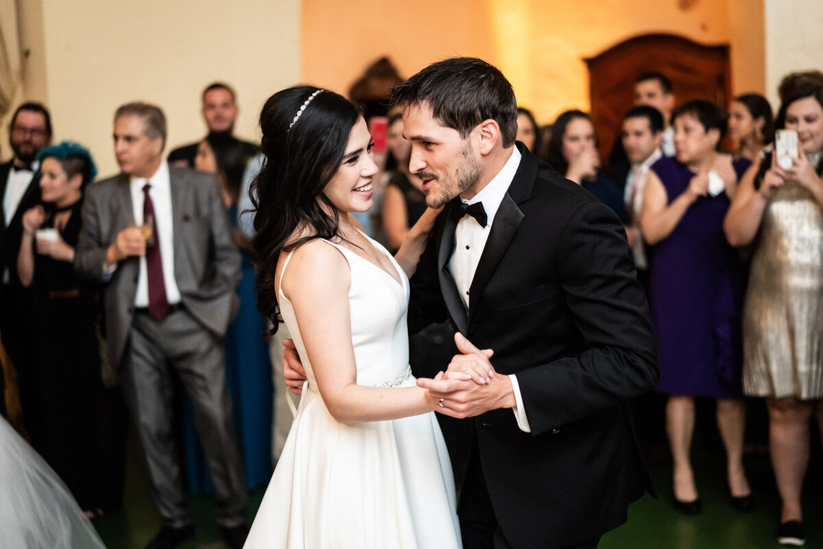 Bride and groom dancing at Latrobes