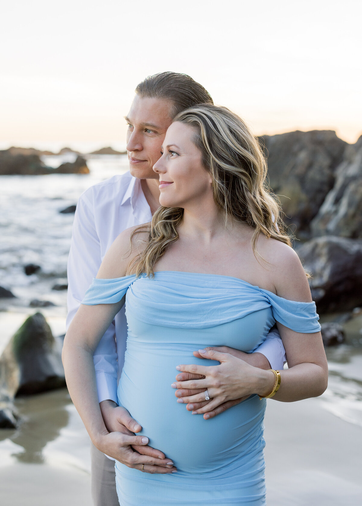 moody beach maternity photo