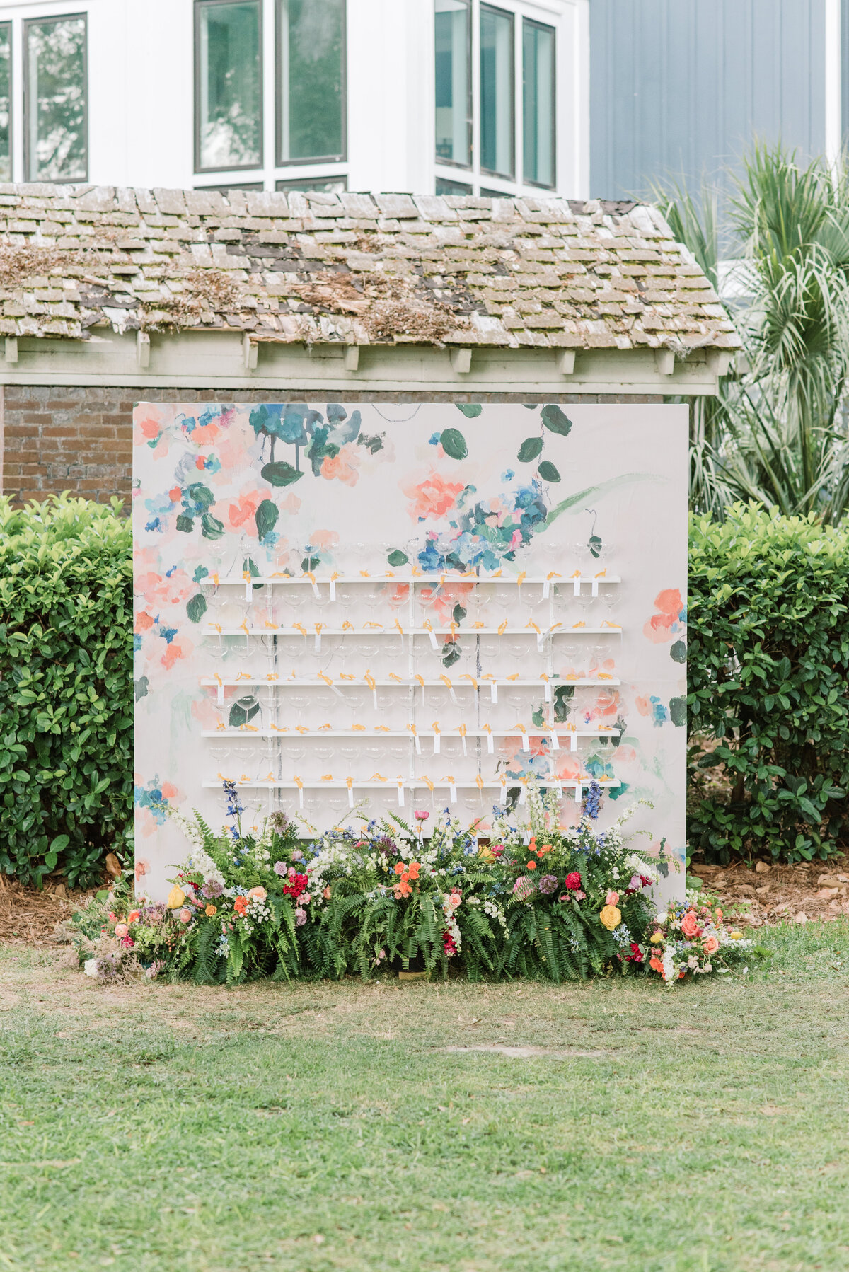 Wedding Champagne Wall Rentals | Haig Point Wedding Daufuskie Island Wedding | Hilton Head Island, South Carolina |  Wedding Decor Rentals  | Event Decor Rental | Trish Beck Events | Meredith Ryncarz Photography | Coastal Floral & Events
