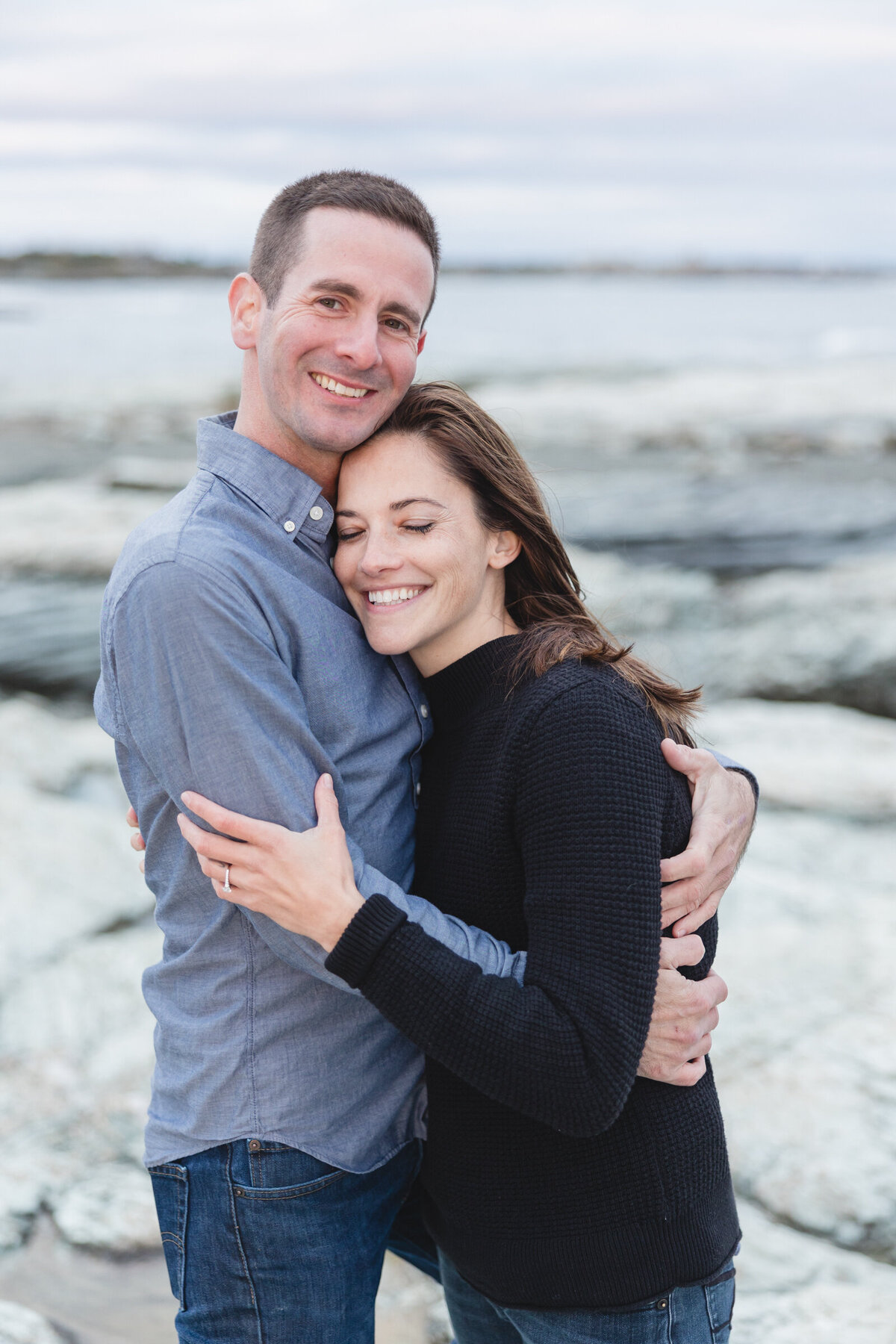 Couple get engaged on the cliff walk in Newport Rhode Island