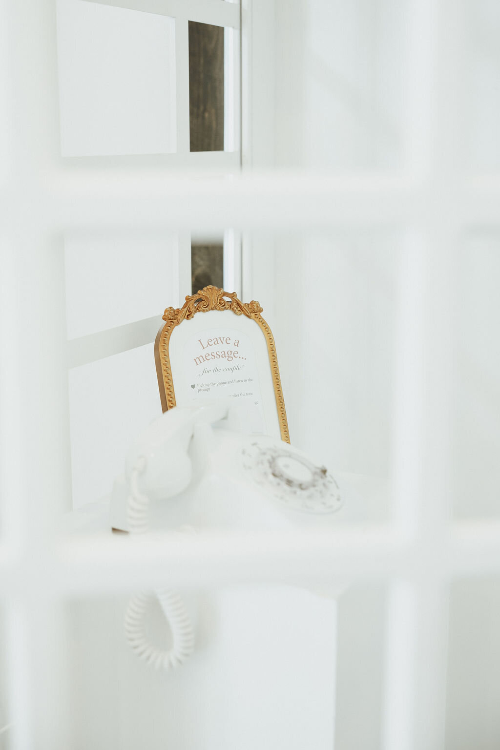 custom wedding guestbook sign in gold frame for audio guestbook inside telephone booth