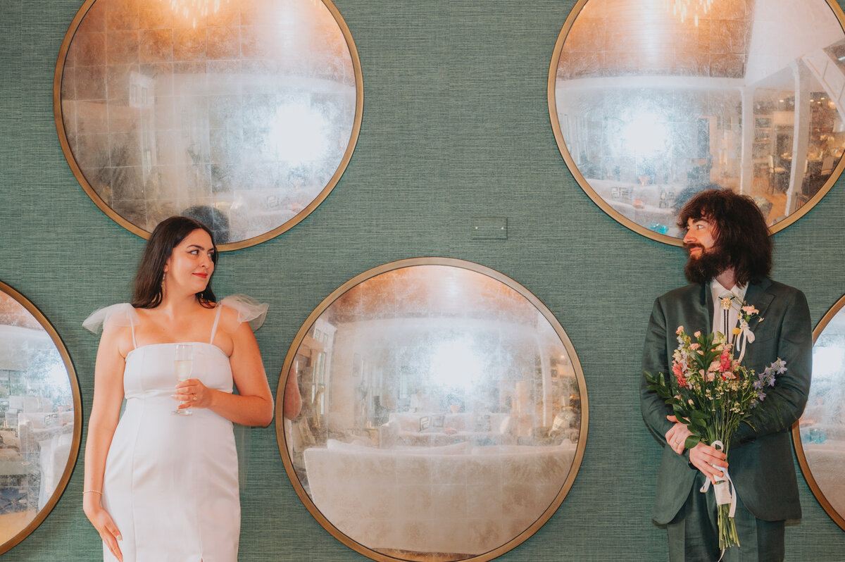 Two people share vows on their wedding day