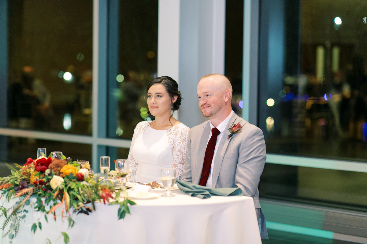 Sweetheart table with bride and groom