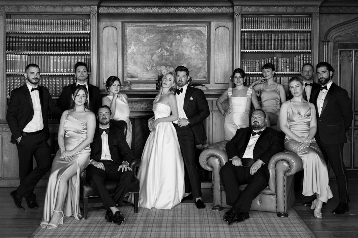 Group portrait at Luttrellstown Castle, Ireland from luxury wedding photographer The Falkenburgs