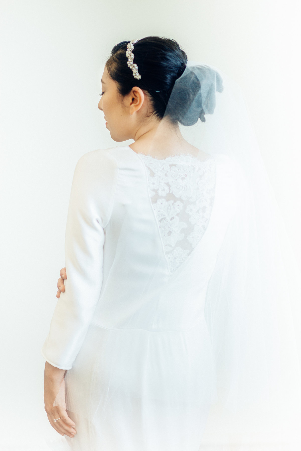 Wedding Photograph Of Bride Standing  in White Dress Los Angeles