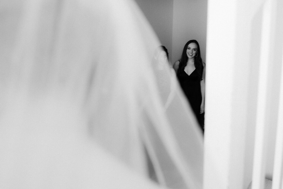 bridesmaid portrait view from the bride perspective