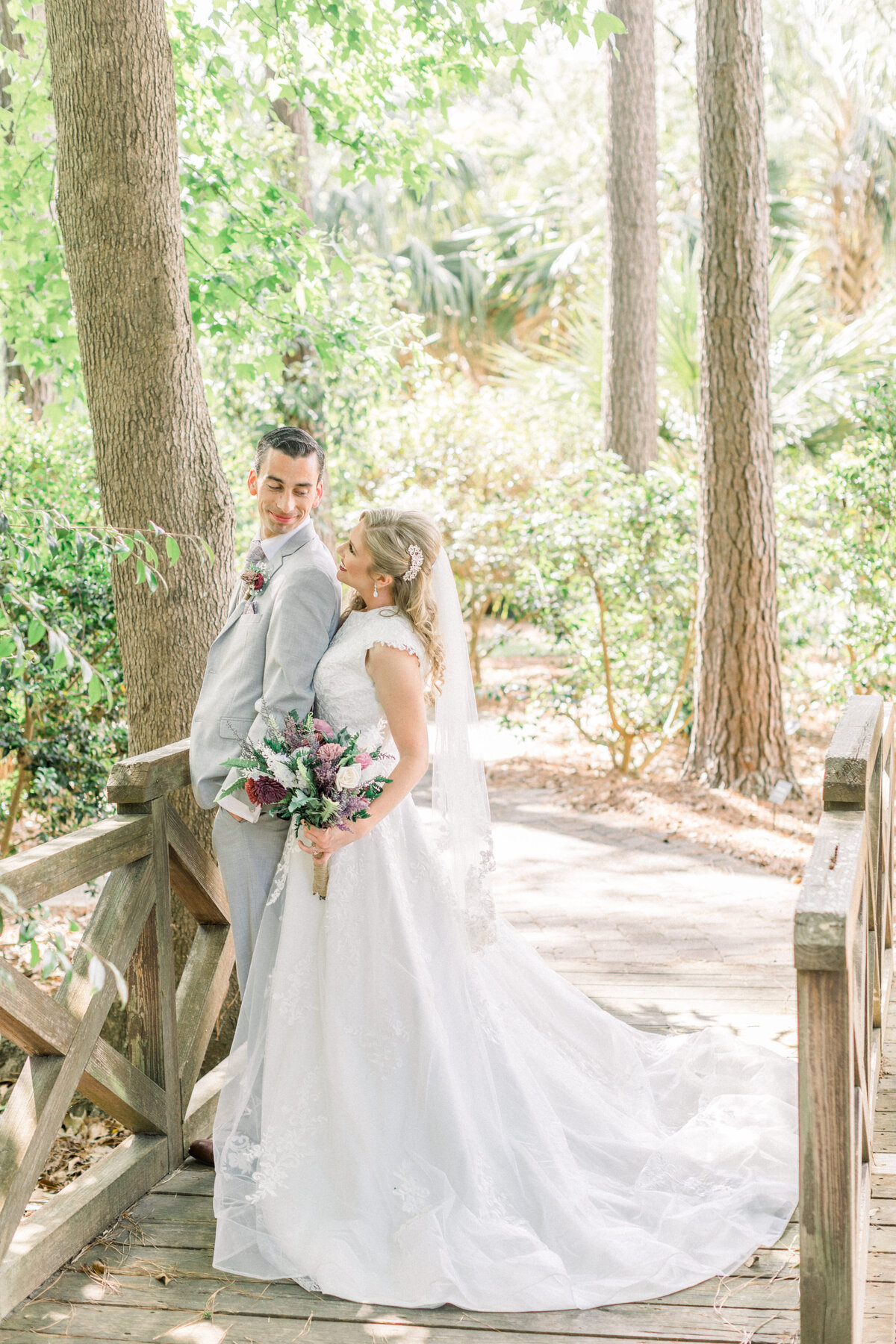 forest wedding portraits of bride and groom