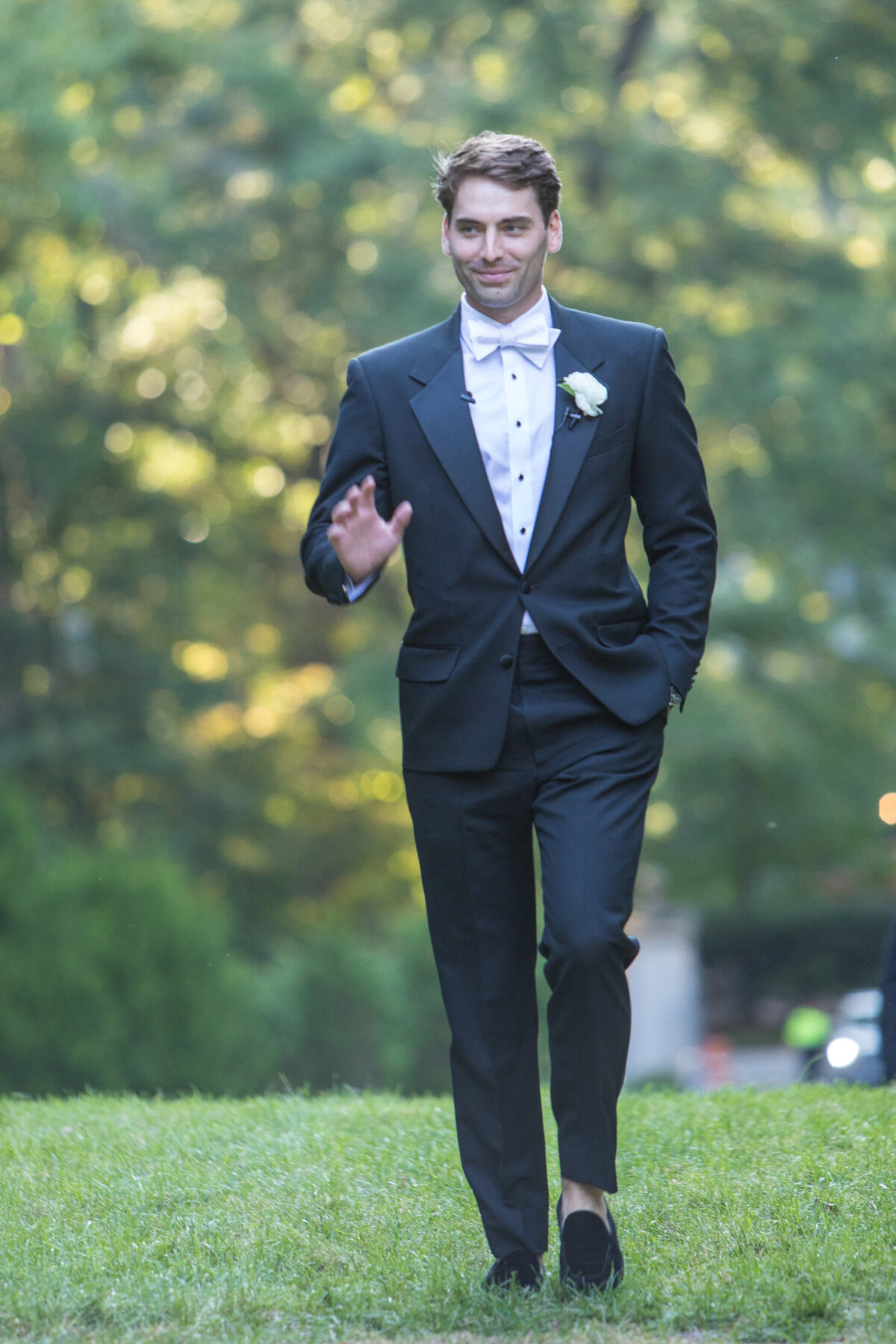 Groom walks into Wedding at Swan House Atlanta