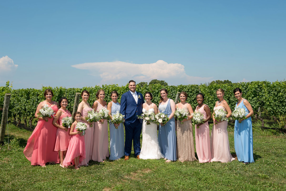 Bridesmaids photo at the vineyards at Duckwalk Vineyards