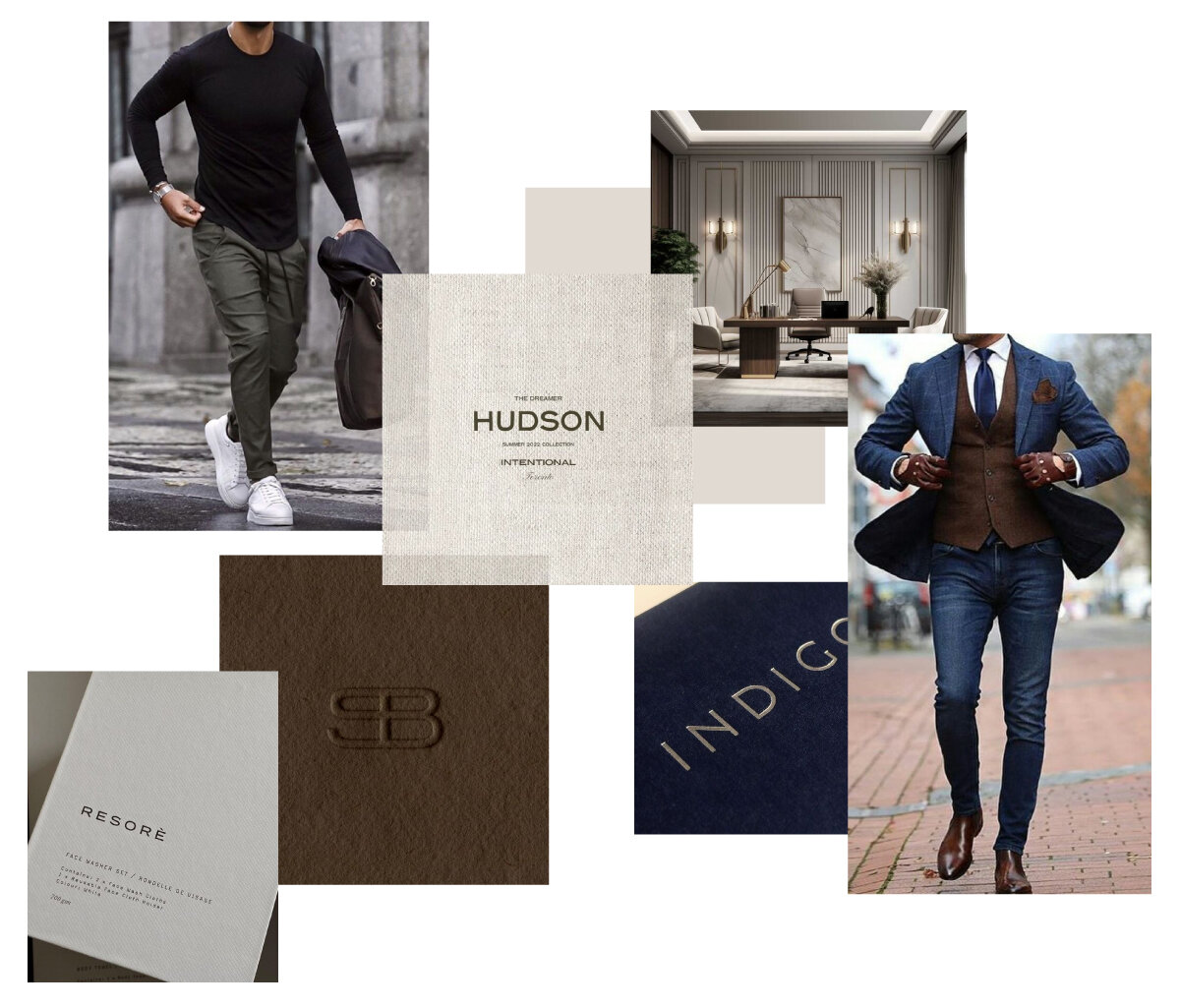 mens brand strategy mood board