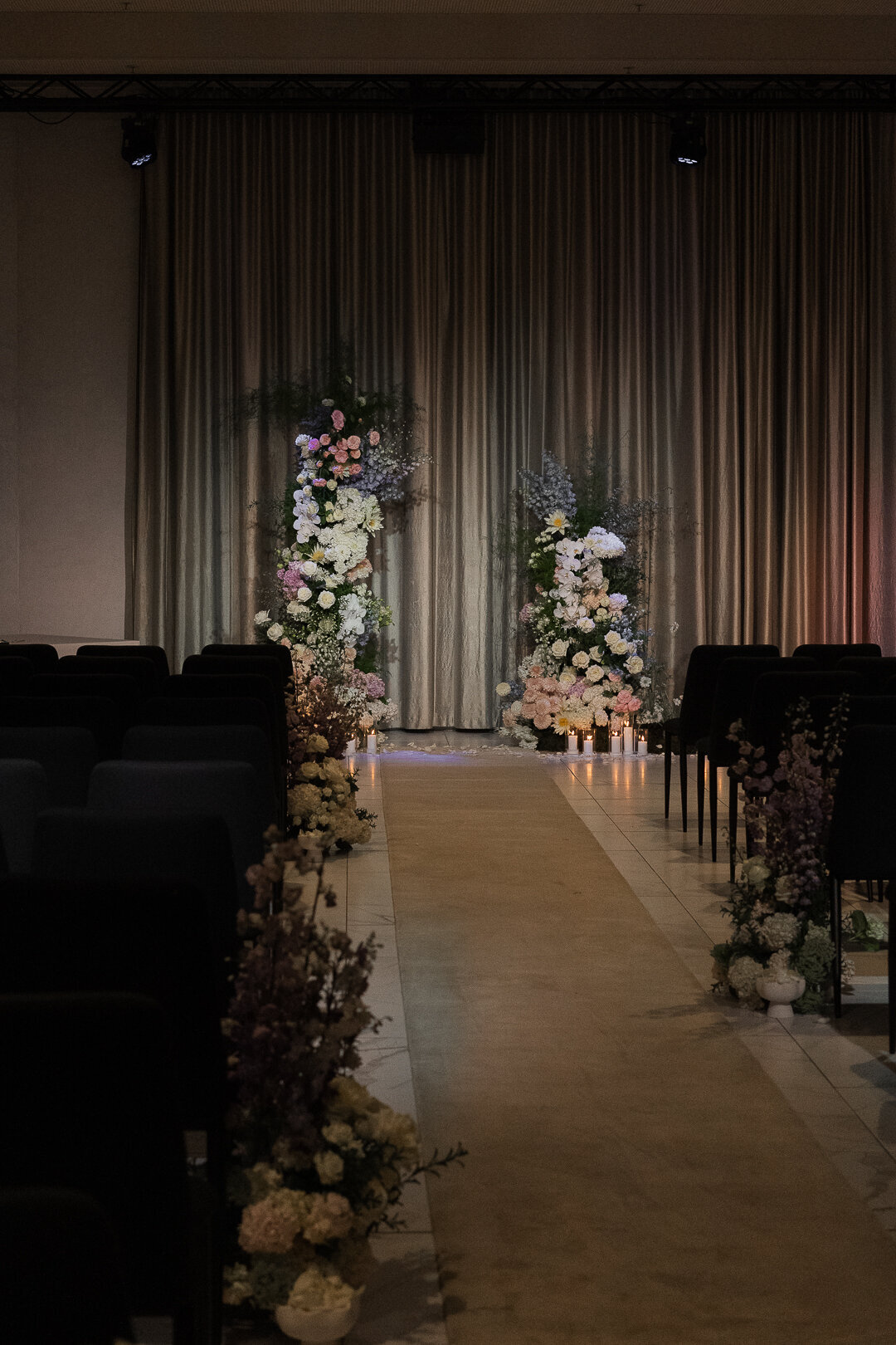 Ceremony set-up with fresh flowers