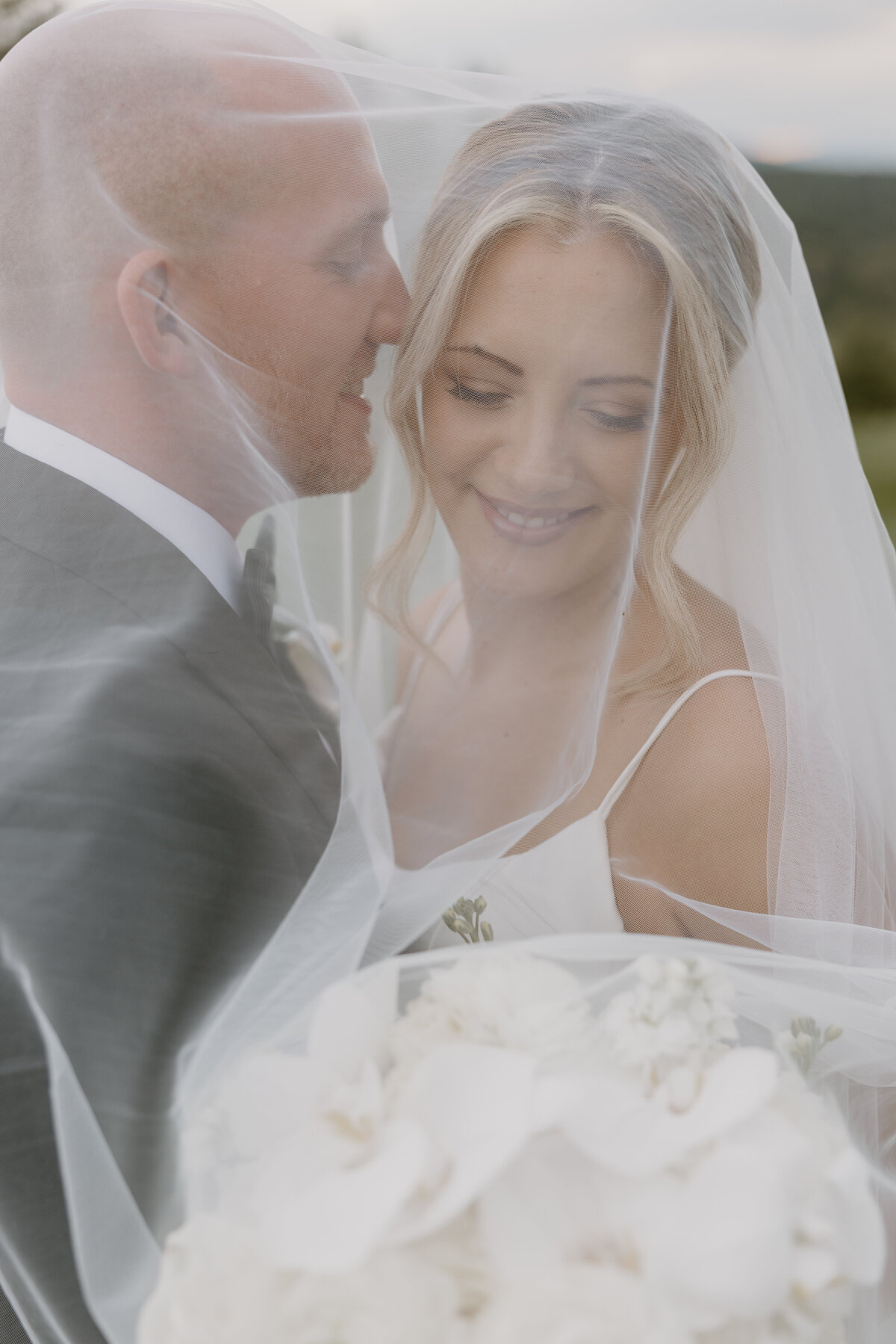 Bride and groom during intimate Biltmore Estate wedding