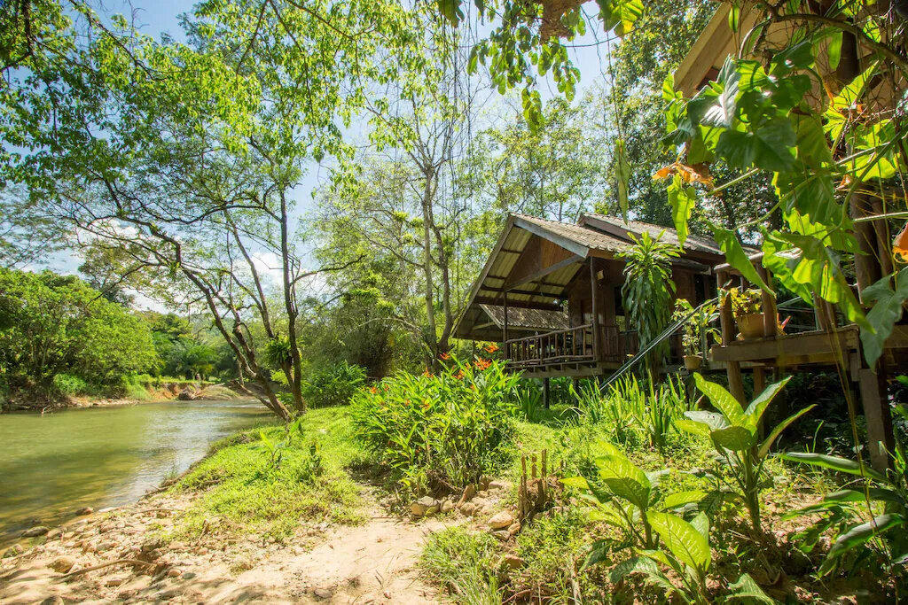 Khao Sok Riverside cottage resort family river bungalow