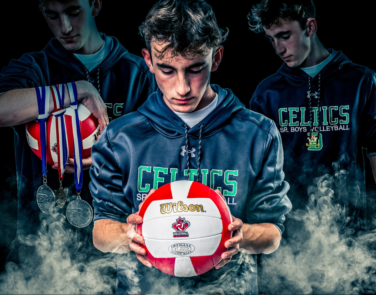 Composite Fine Art poster of a volleyball player. 