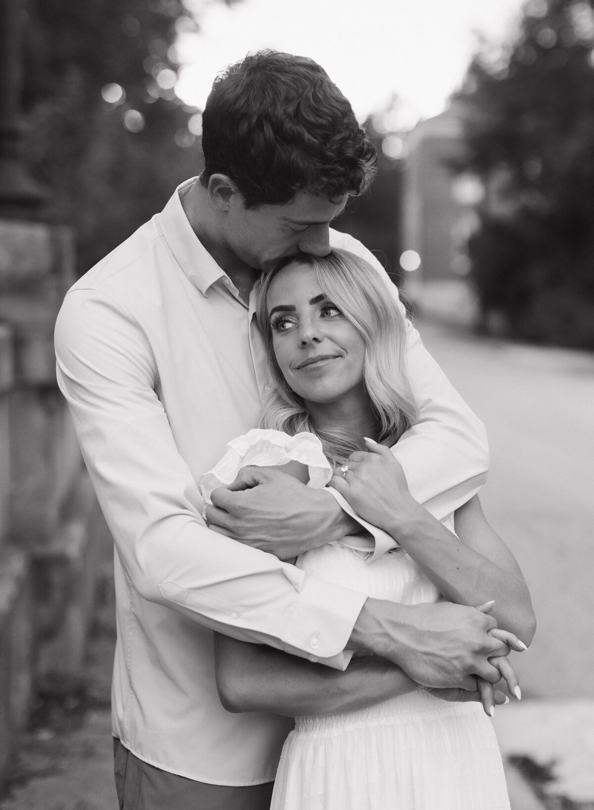 Black and white Indianapolis engagement photographer photo