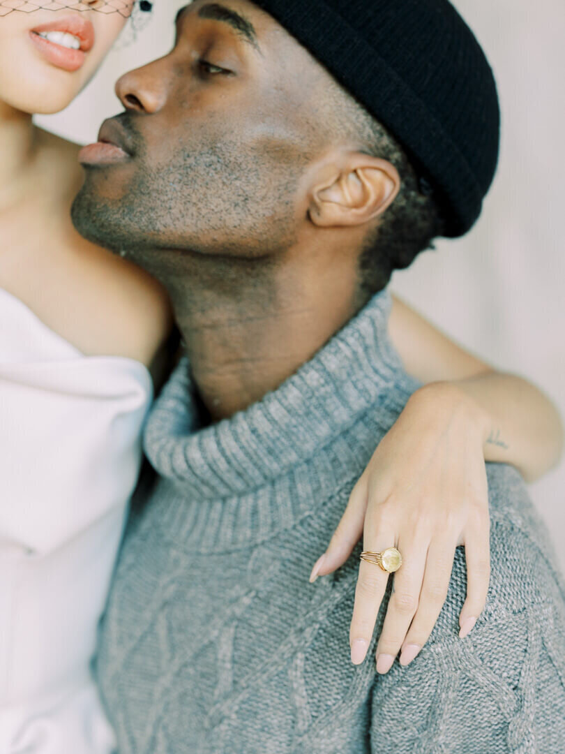 editorial interracial couple engagement photo styled by joyproctor0