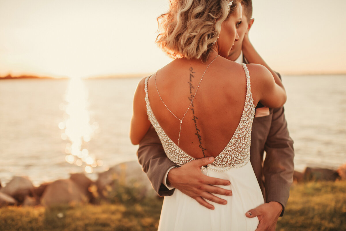 Lake Michigan Sunset Wedding Photo