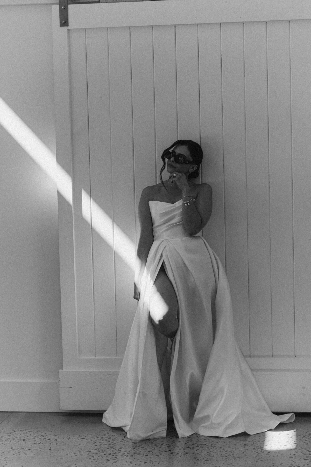 NYC fashion-forward bride in an unposed editorial wedding photo