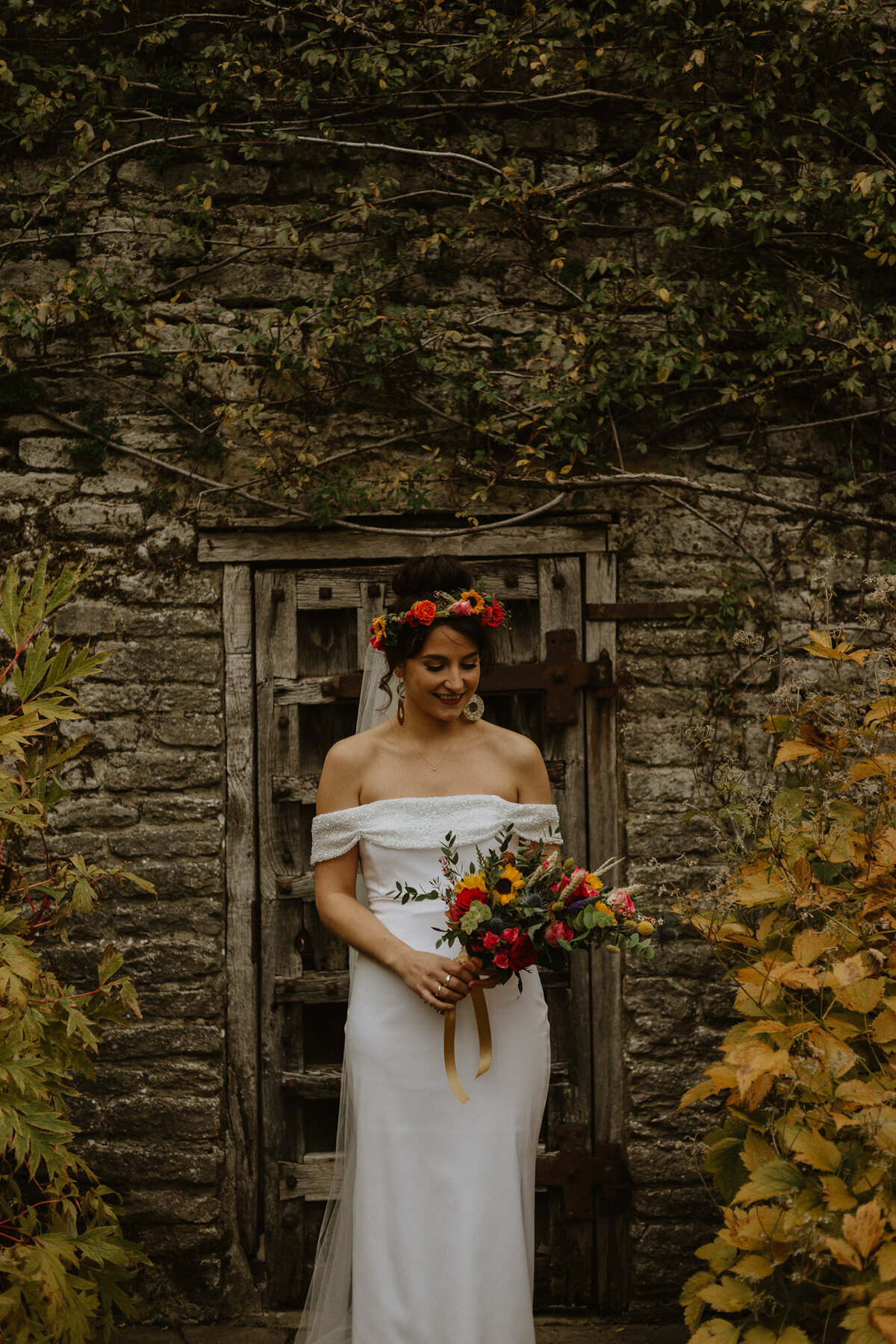 bride standing in gardens