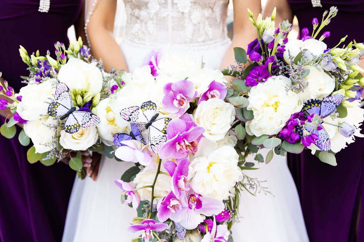 Bridal florals in white and purple by Creations by Debbie