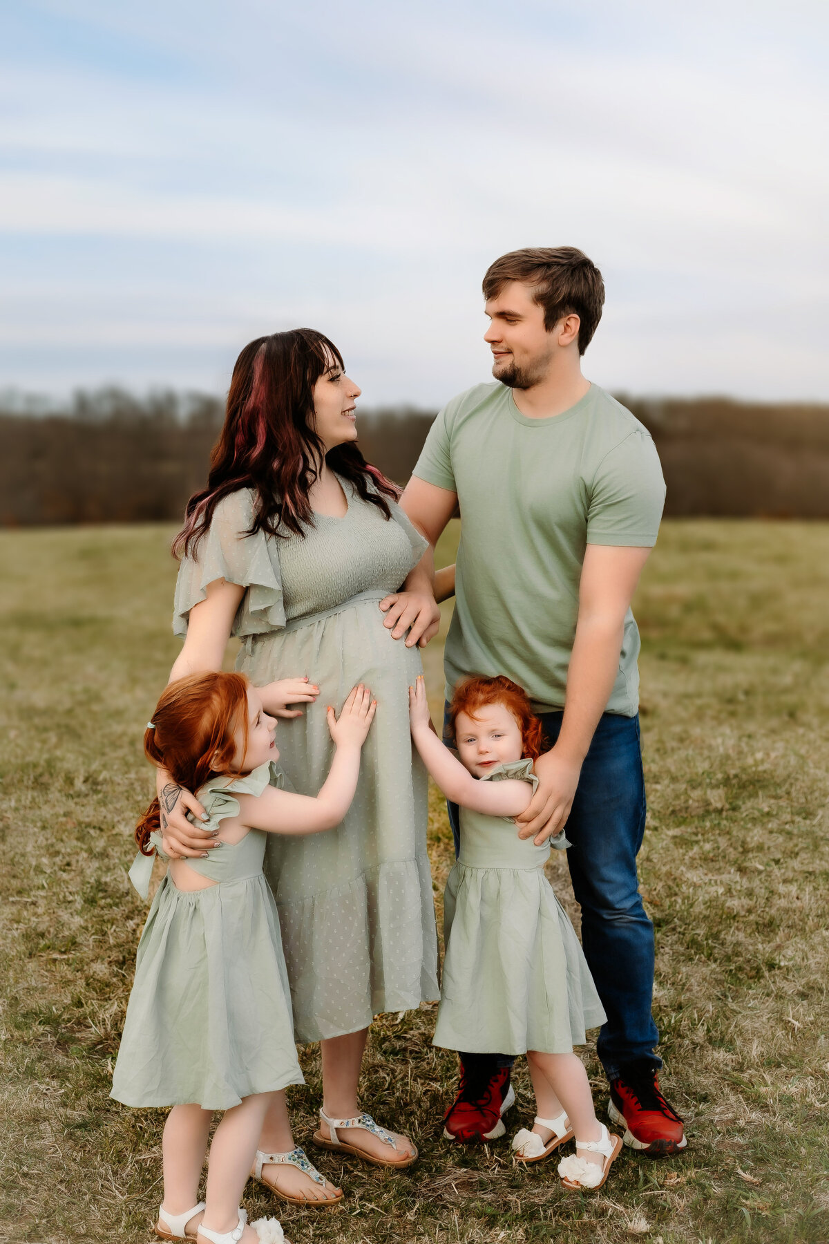 This family celebrates their new addition to the family.
