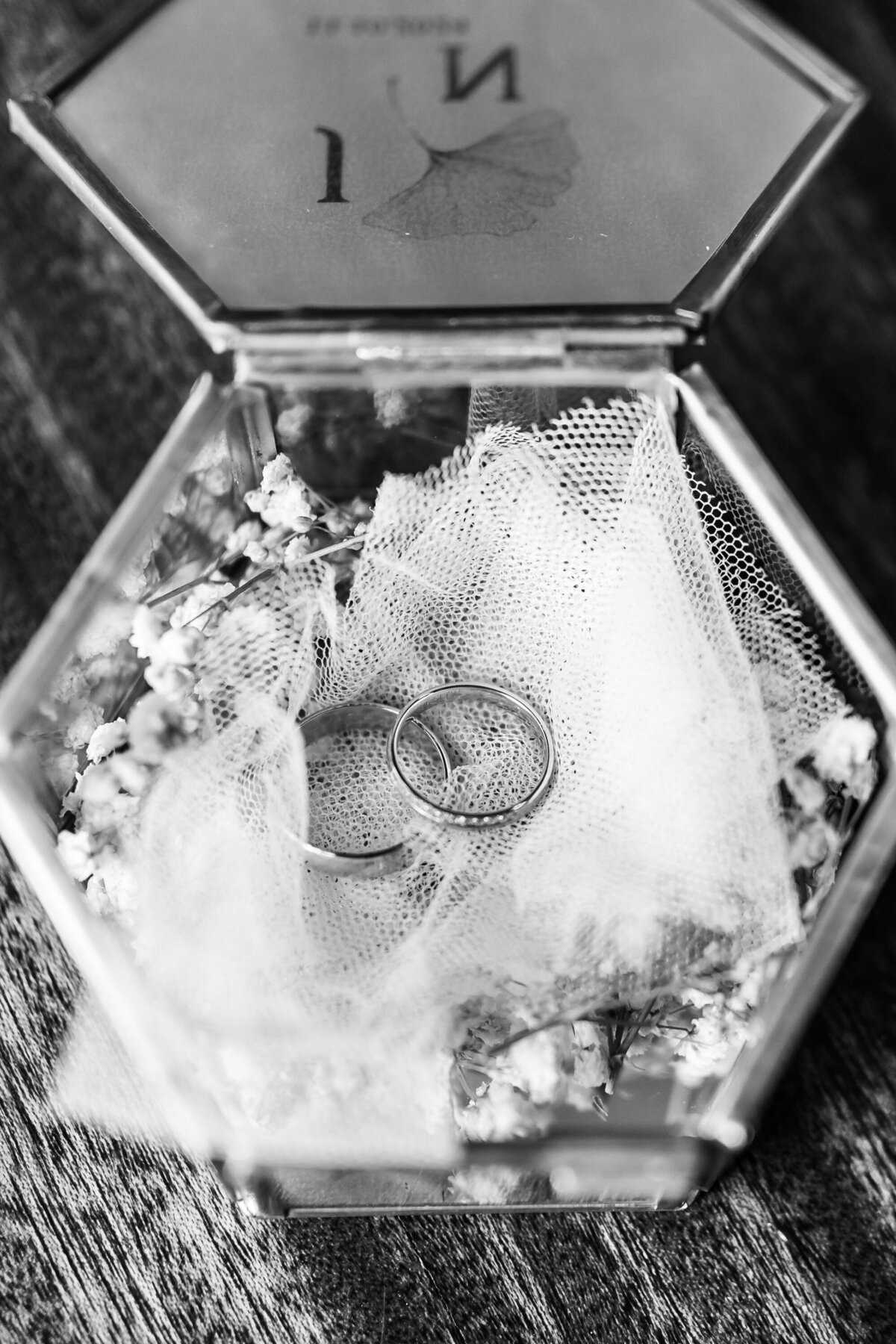 Elegant close-up of wedding rings