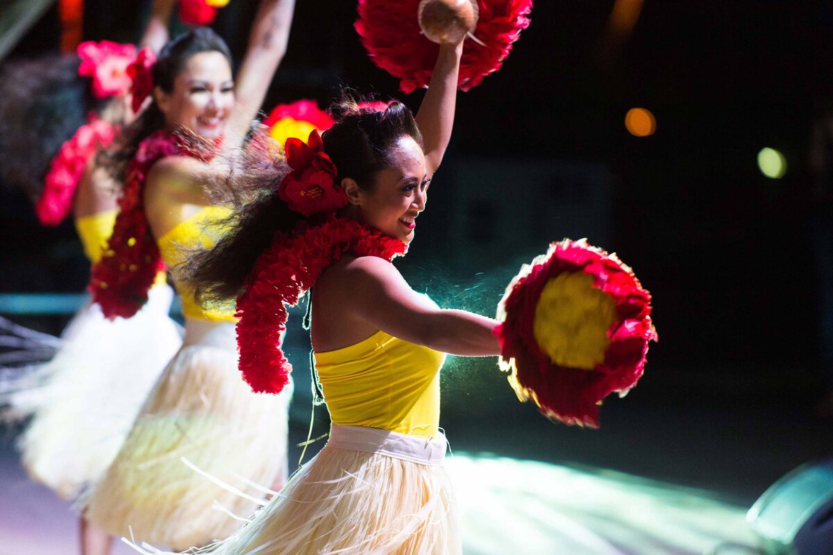 Hawaiian dancers perform on the Big Island