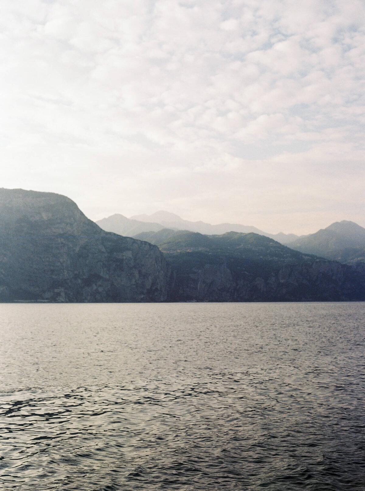 A wedding day film photo of the lake como in Italy