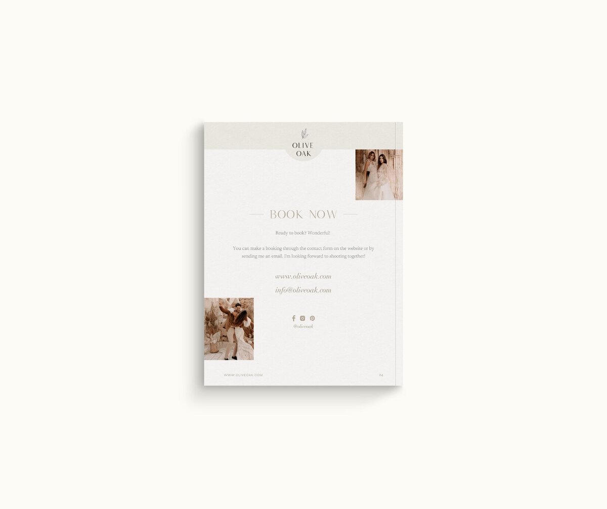 Elegant pricing guide template for photographers Olive Oak 14