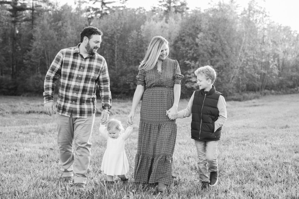black and white family portrait by New Hampshire based family photographer