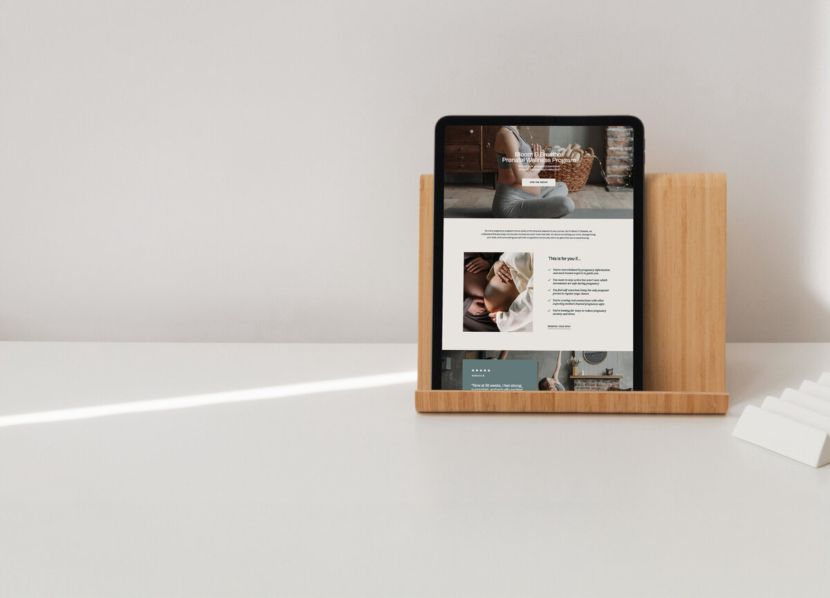Showit website template displaying a Private Sessions page for a boutique fitness studio.