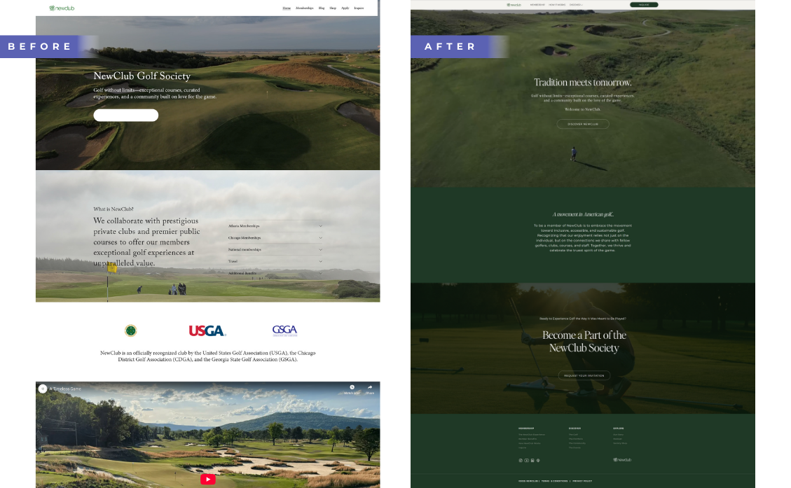 Home page comparison